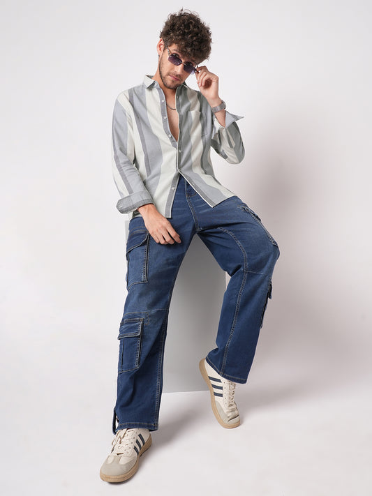Premium Cotton Classic Dual Tone Broad Stripes Shirt