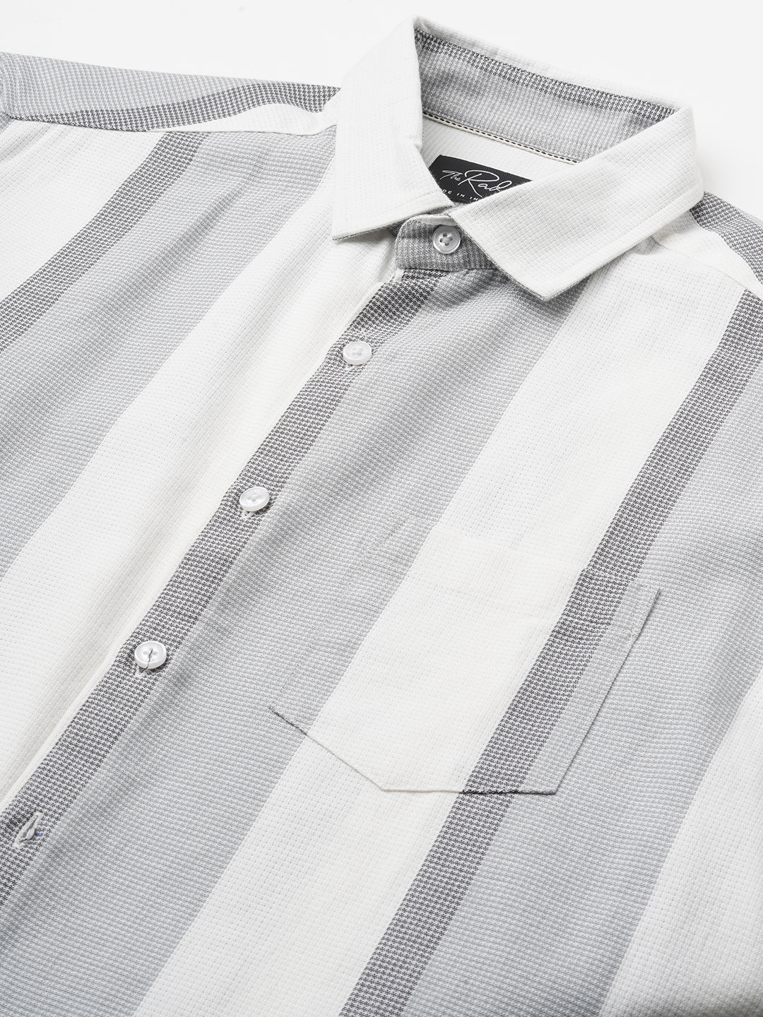 Premium Cotton Classic Dual Tone Broad Stripes Grey Shirt