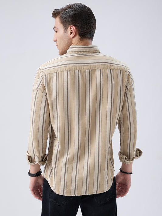 Retro Vibe Beige Stripes Shirt