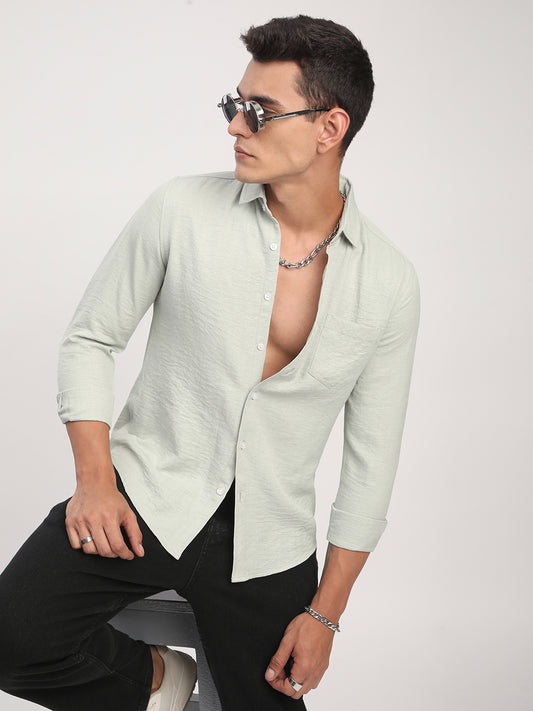 Sage Green Minimalist Solid Shirt