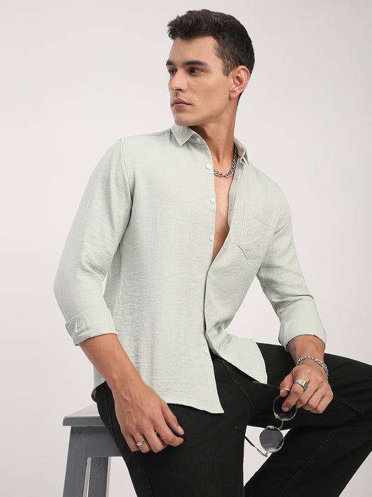 Sage Green Minimalist Solid Shirt