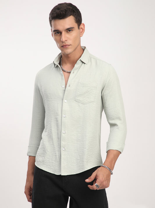 Sage Green Minimalist Solid Shirt