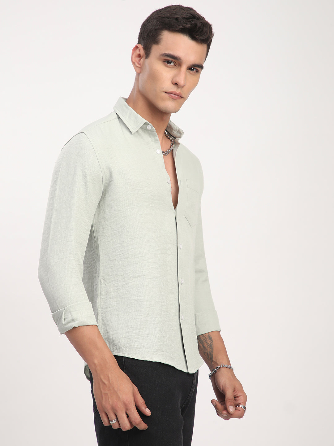 Sage Green Minimalist Solid Shirt