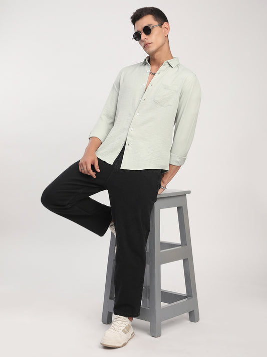 Sage Green Minimalist Solid Shirt