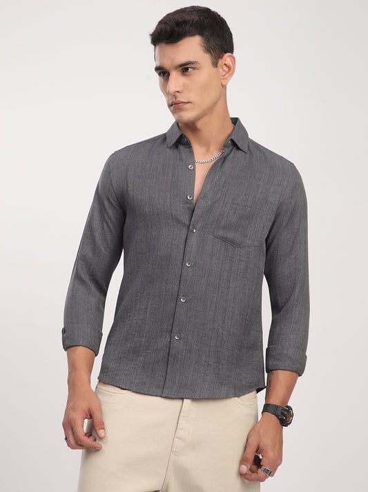 Fuscous Grey Minimalist Solid Shirt