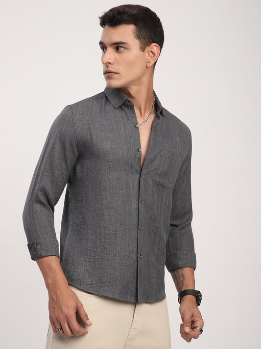 Fuscous Grey Minimalist Solid Shirt