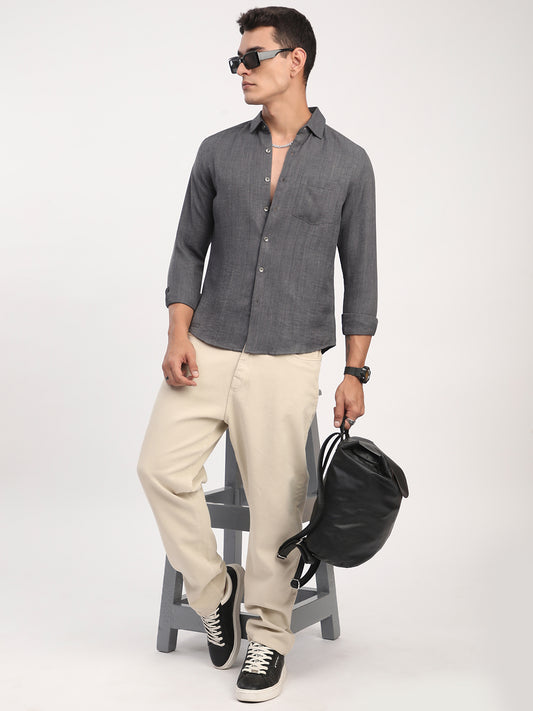 Fuscous Grey Minimalist Solid Shirt