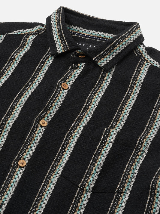 Black Midnight Tapestry Striped Shirt