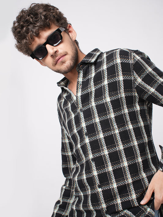 Black Cityscape Checks Shirt
