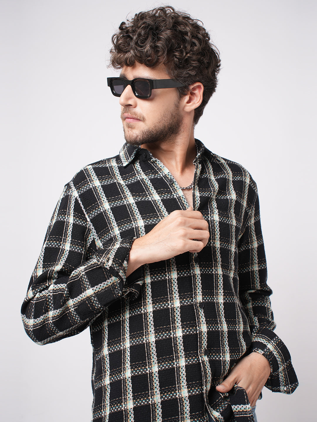 Black Cityscape Checks Shirt