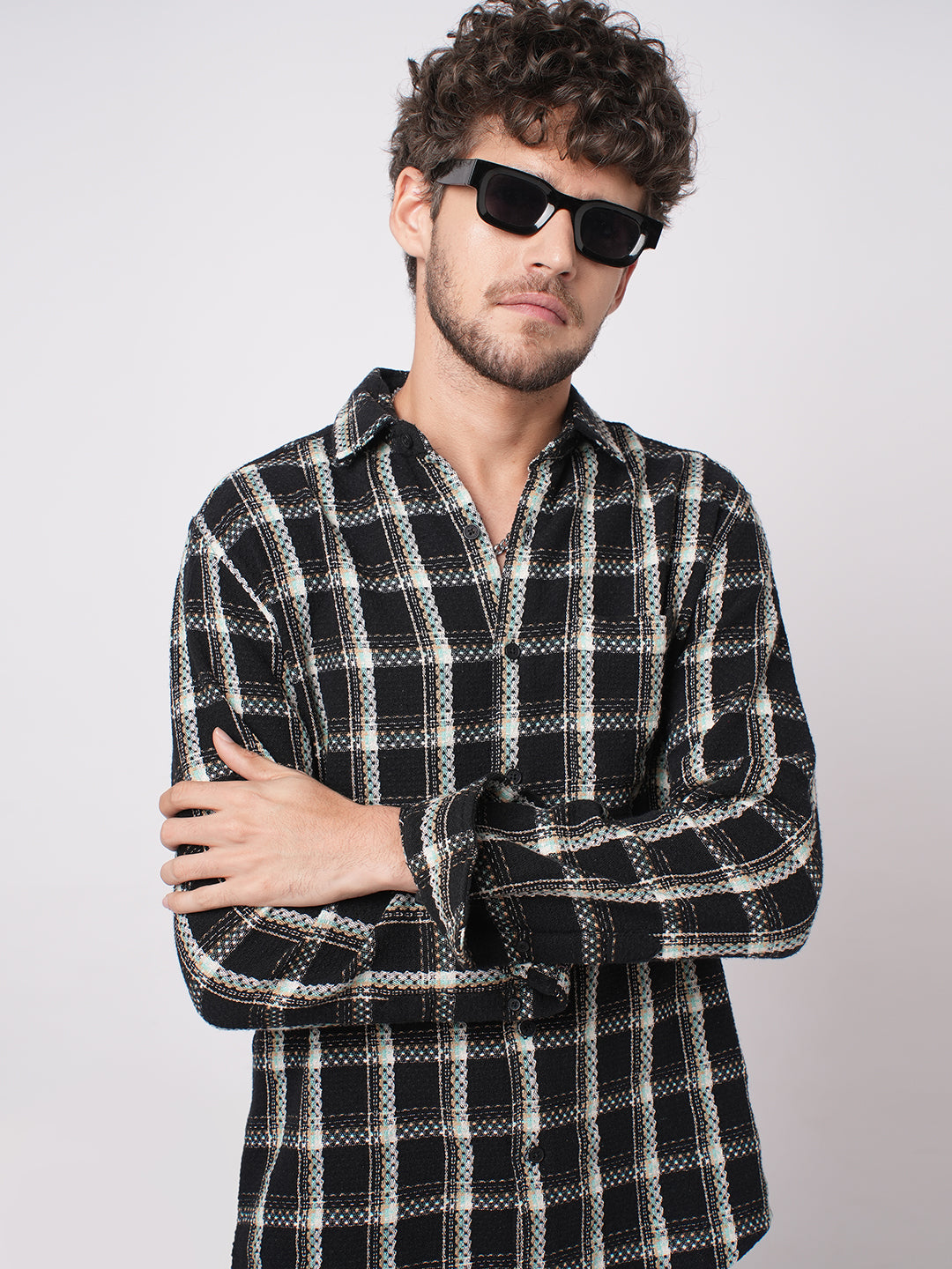 Black Cityscape Checks Shirt