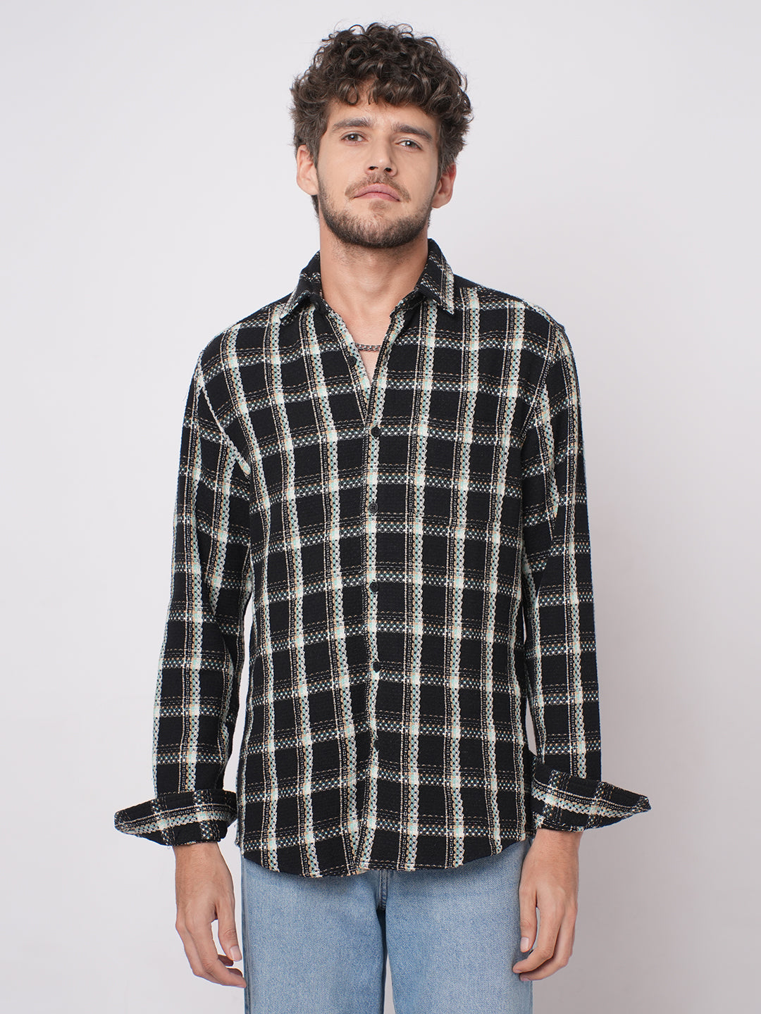 Black Cityscape Checks Shirt