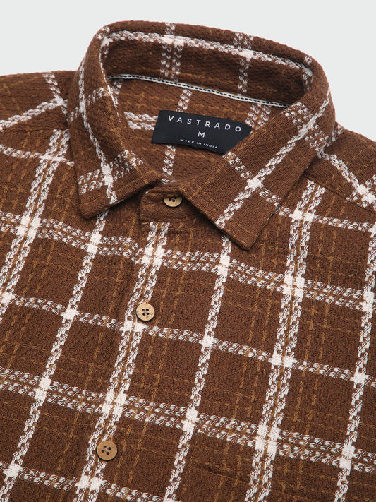 Classic Brown Rustwood Checks Woven Shirt