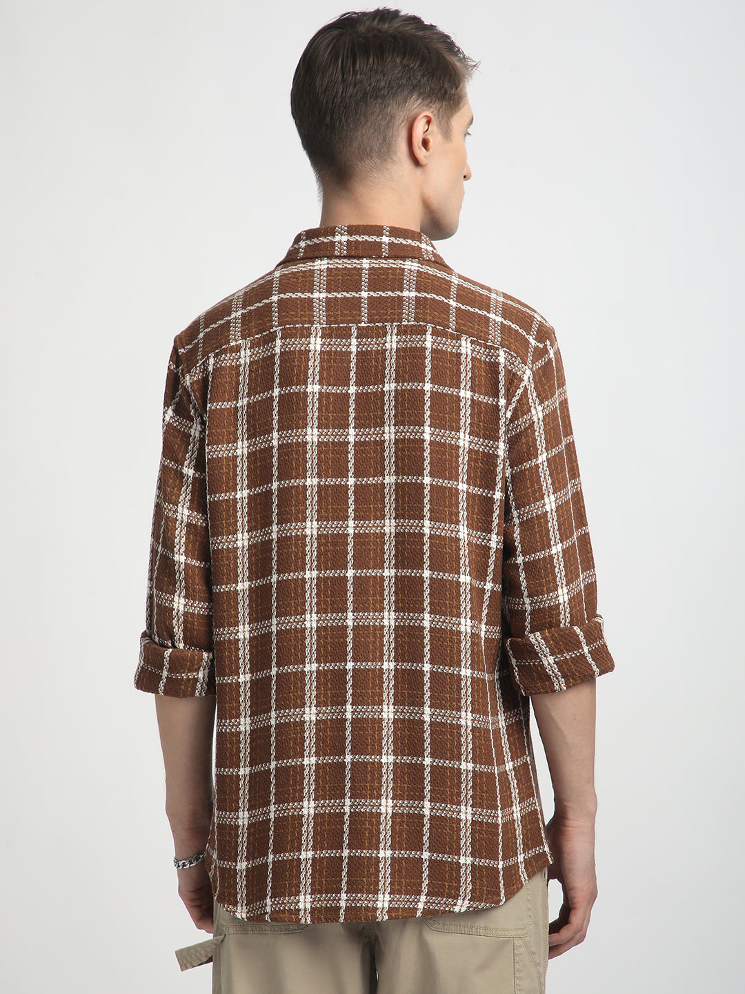 Classic Brown Rustwood Checks Woven Shirt