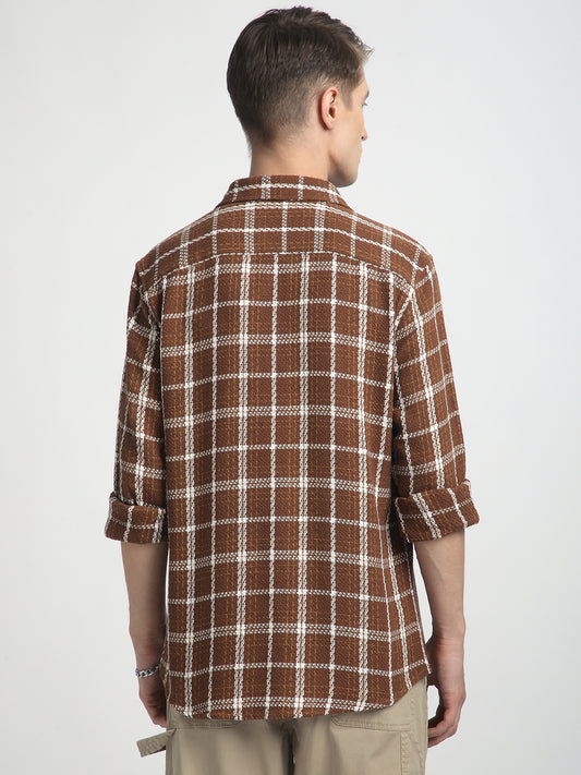 Classic Brown Rustwood Checks Woven Shirt