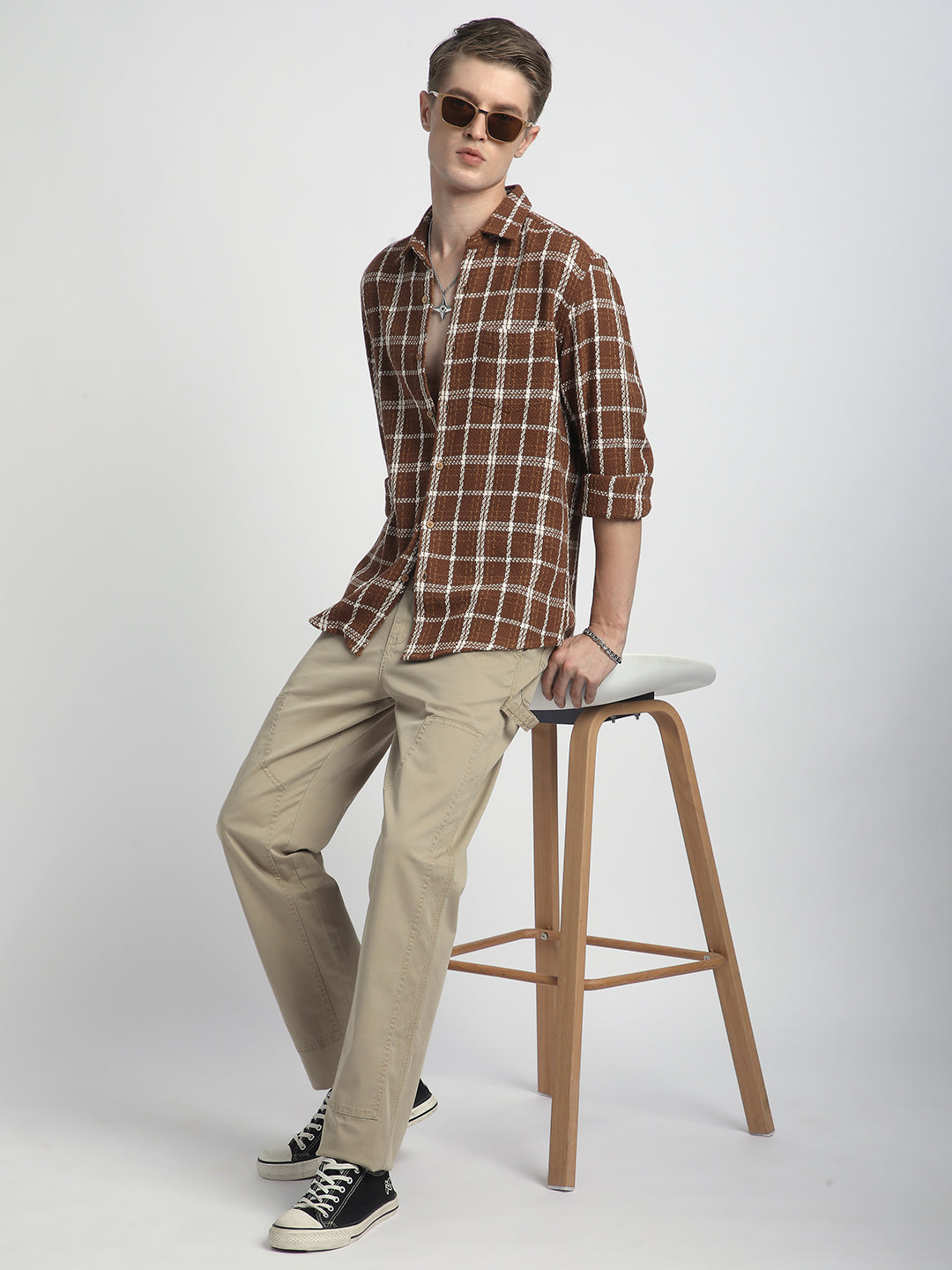 Classic Brown Rustwood Checks Woven Shirt
