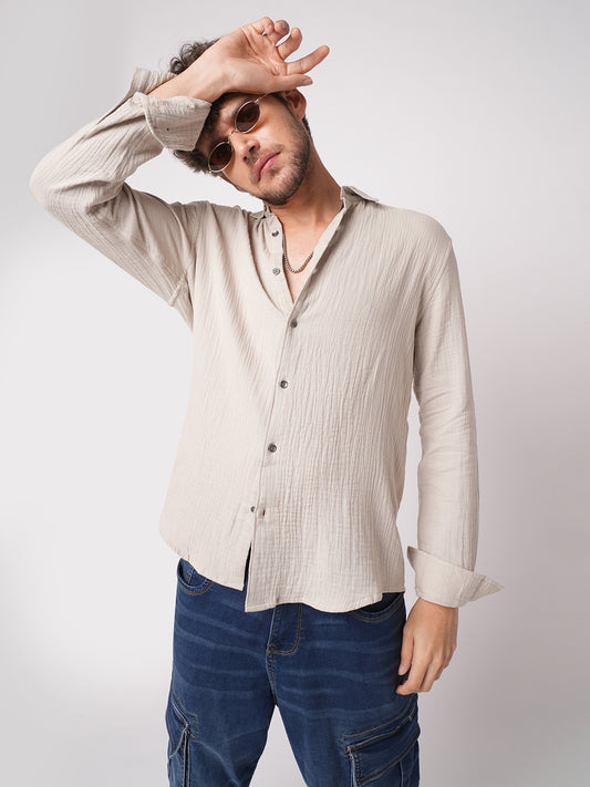 Malibu Beige Double Cloth Shirt
