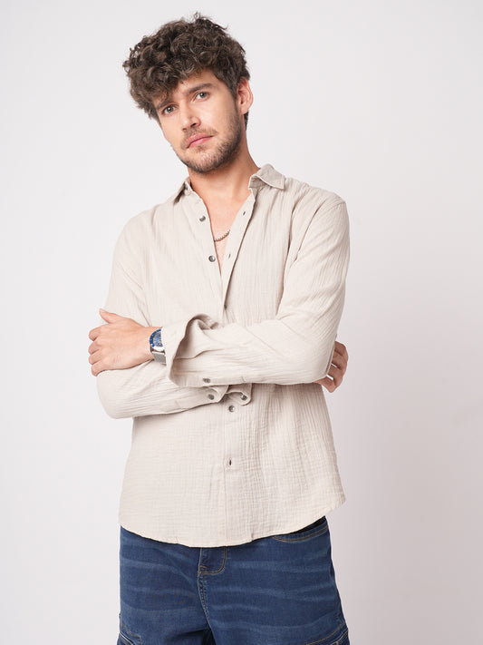 Malibu Beige Double Cloth Shirt