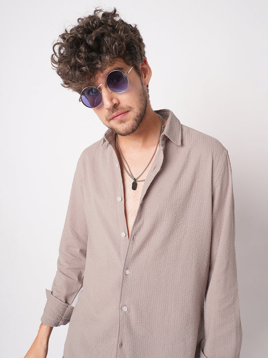 Taupe Seersucker Opulent Shirt