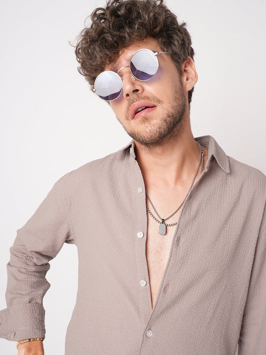 Taupe Seersucker Opulent Shirt
