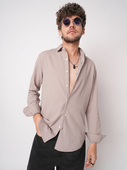 Taupe Seersucker Opulent Shirt