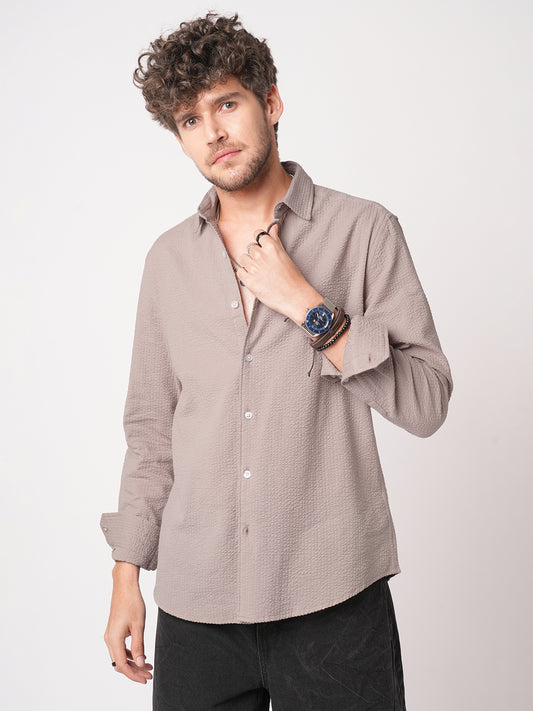 Taupe Seersucker Opulent Shirt
