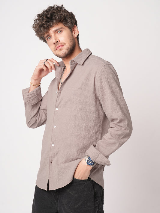 Taupe Seersucker Opulent Shirt