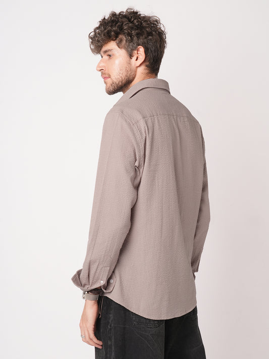 Taupe Seersucker Opulent Shirt