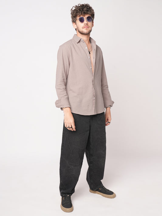 Taupe Seersucker Opulent Shirt
