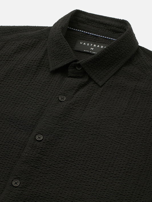 Minimalist Black Seersucker Shirt
