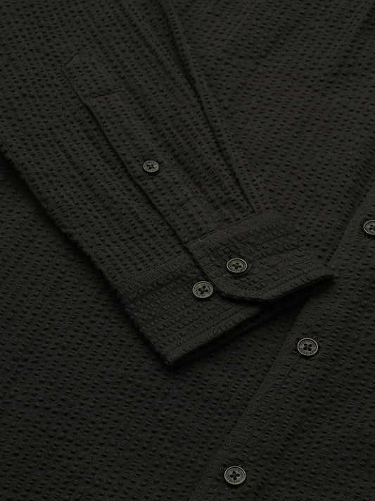 Minimalist Black Seersucker Shirt