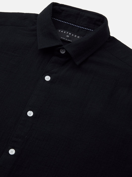 Eternal Midnight Black Double Cloth Elegance Shirt