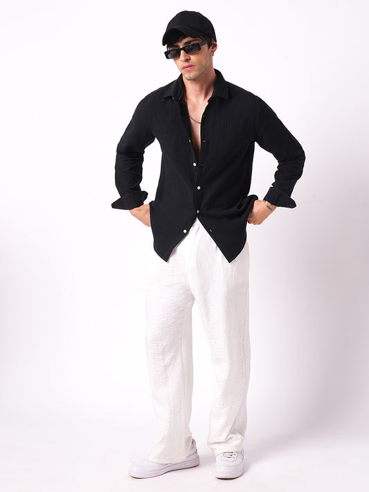 Eternal Midnight Black Double Cloth Elegance Shirt