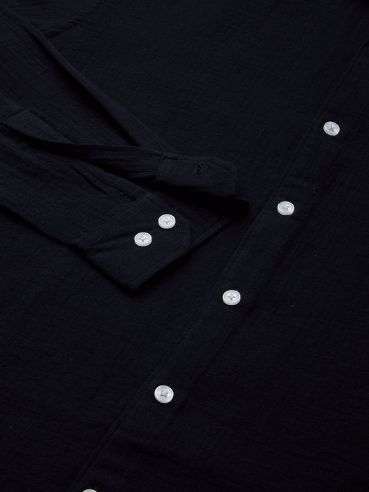 Eternal Midnight Black Double Cloth Elegance Shirt