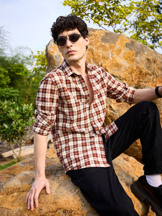 Rustic Auburn Checkmate Seersucker Shirt