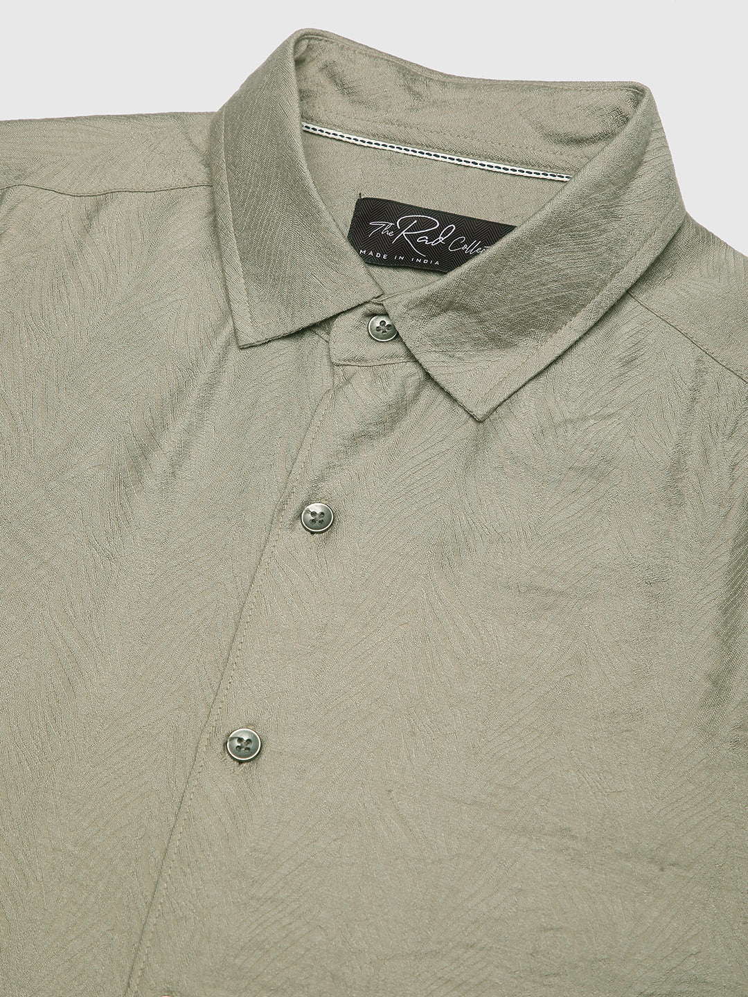 Dusty Olive Rhythmic Wave Textured Shirt