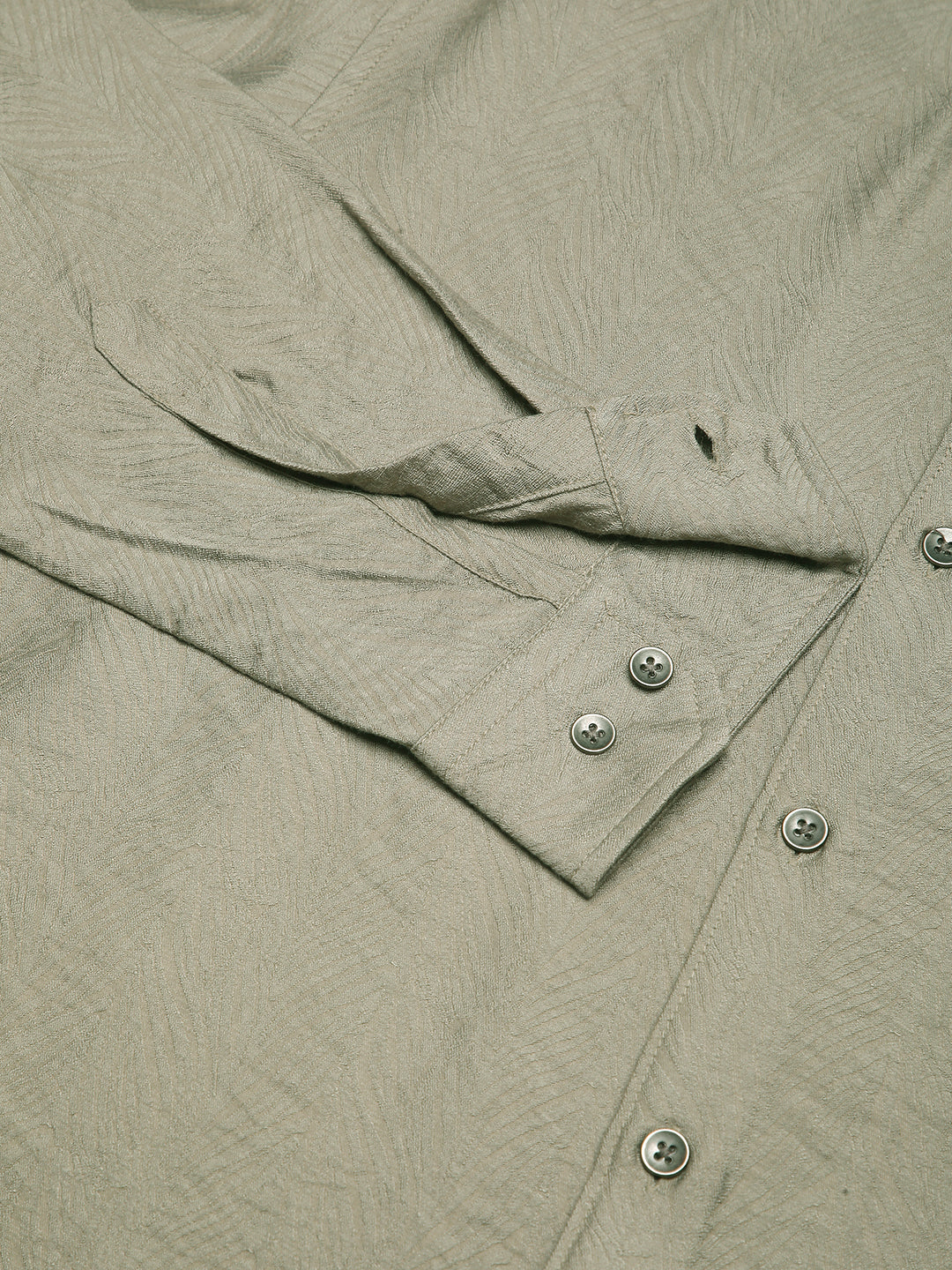 Dusty Olive Rhythmic Wave Textured Shirt