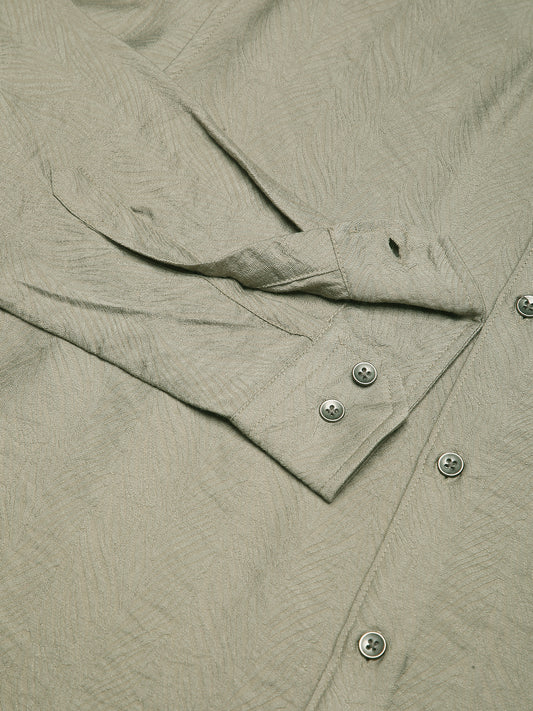 Dusty Olive Rhythmic Wave Textured Shirt
