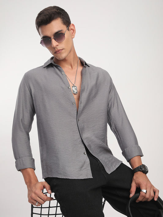 Gunmetal Grey Rhythmic Wave Shirt