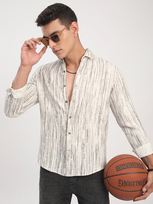White & Grey Monsoon Mist Printed Shirt
