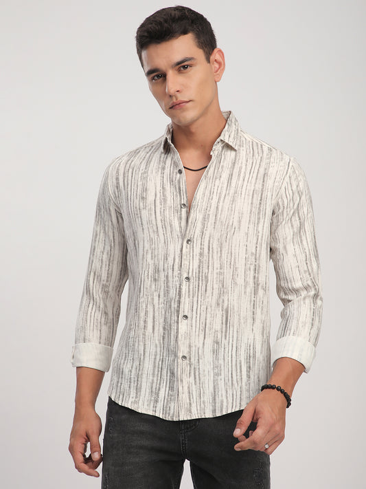 White & Grey Monsoon Mist Printed Shirt