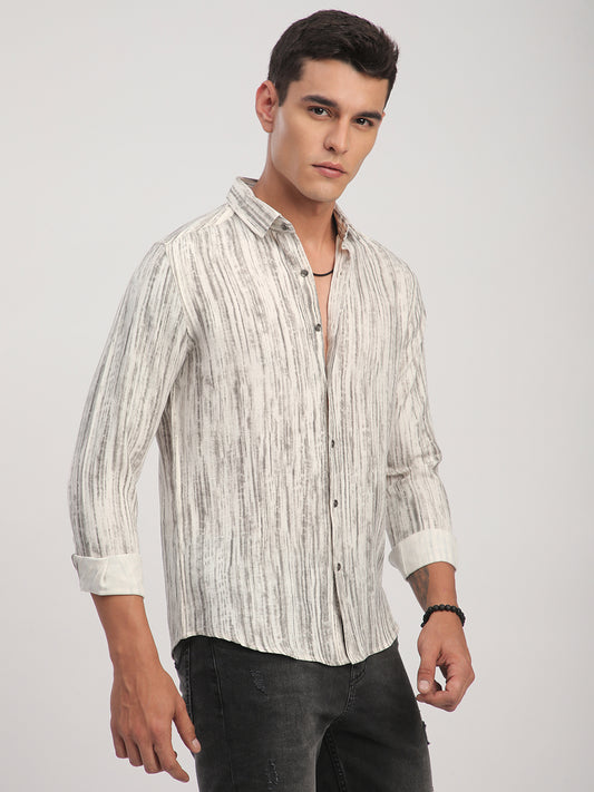 White & Grey Monsoon Mist Printed Shirt