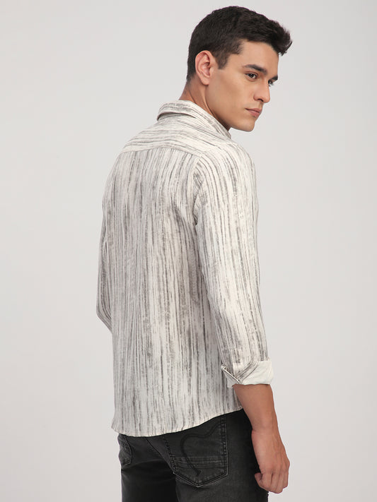 White & Grey Monsoon Mist Printed Shirt