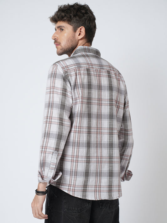 Premium Cotton White & Pink Signature Plaid Shirt