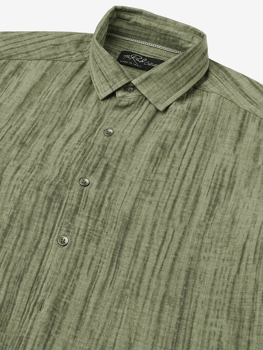 Olive Tie & Dye Printed Shirt