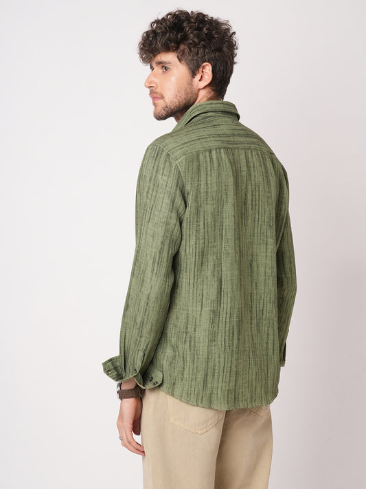 Olive Tie & Dye Printed Shirt