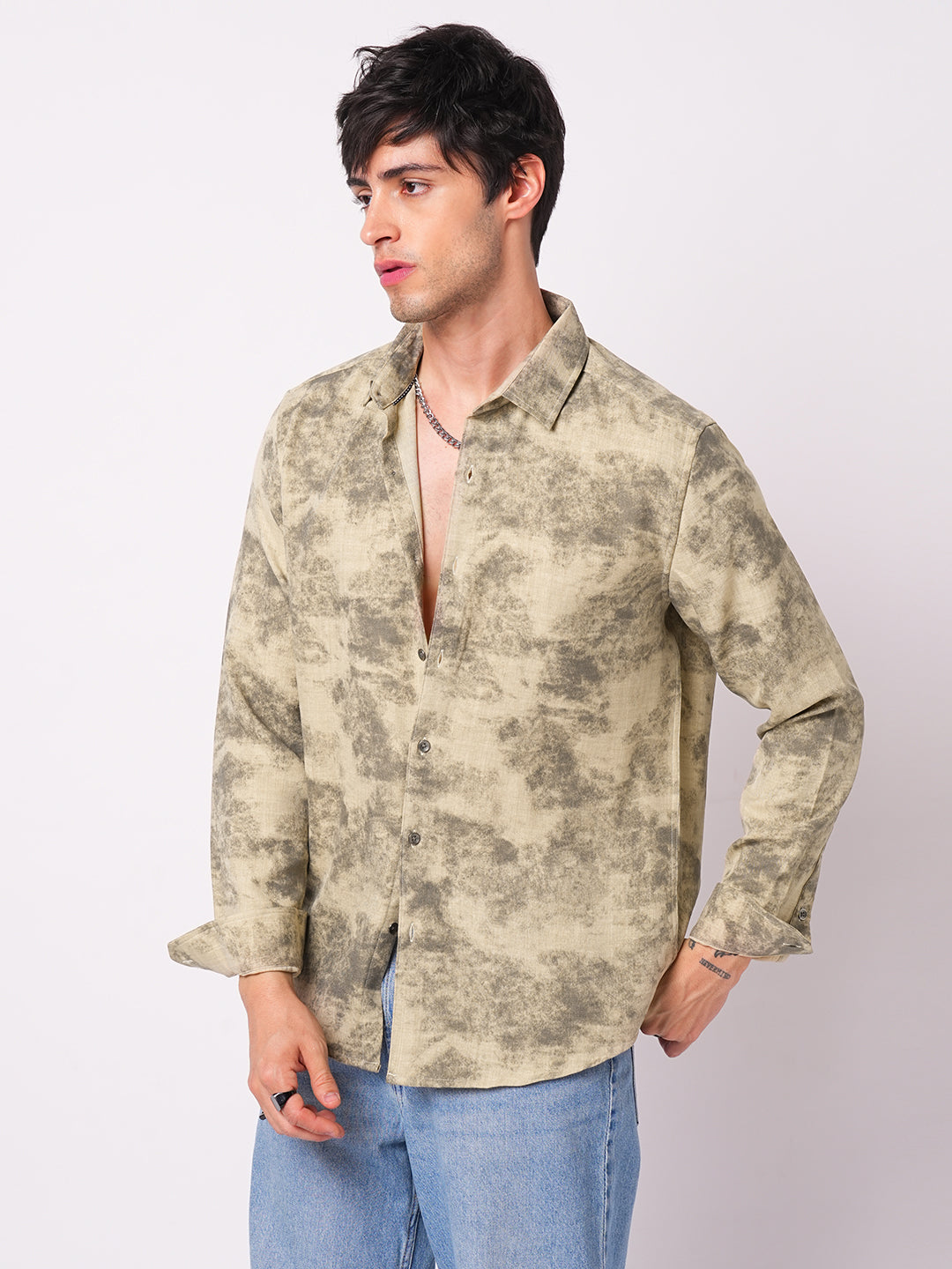Sandstorm Beige Printed Shirt
