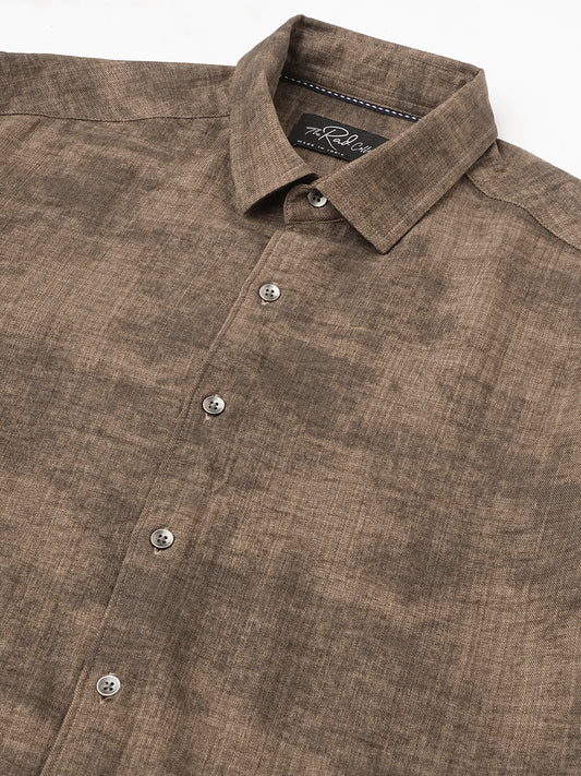 Mocha Brown Rustic Tie & Dye Printed Shirt