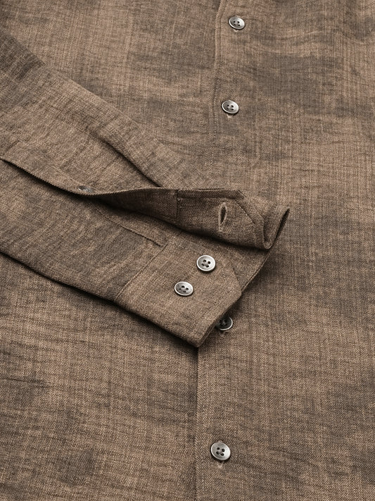 Mocha Brown Rustic Tie & Dye Printed Shirt
