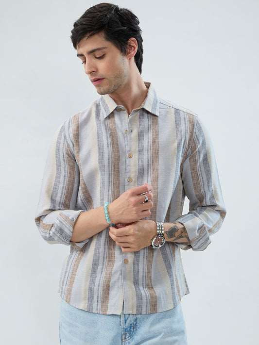 Sandswept Stripes Breezy Linen Blend Shirt